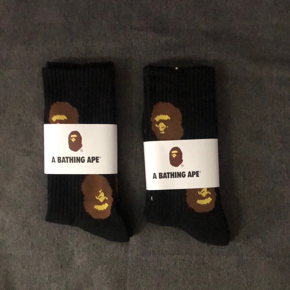 Bape 💃🏼Black Casual Socks 💃🏼with Cartoon Graphic 2 pairs